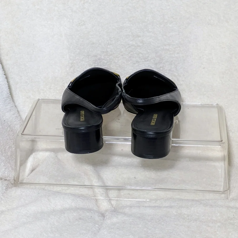 Women's Veronica Beard Casie Slingback Pump, Black, Gold Hardware, EUC 8M no box